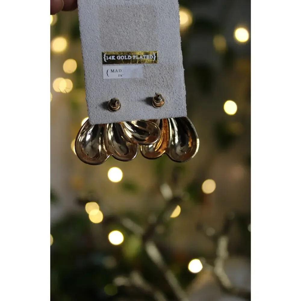 Anthropologie 14K Gold-Plated Sculptural Shell Statement Earrings